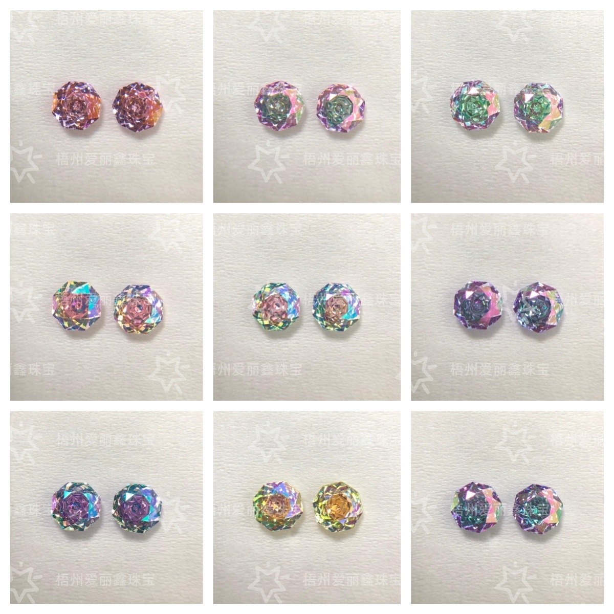 5mm Millennial Rose Cut Octagon Coated Internet Celebrity Popular Zircon Loose Stone Nail Art Earrings Jewelry Accessories