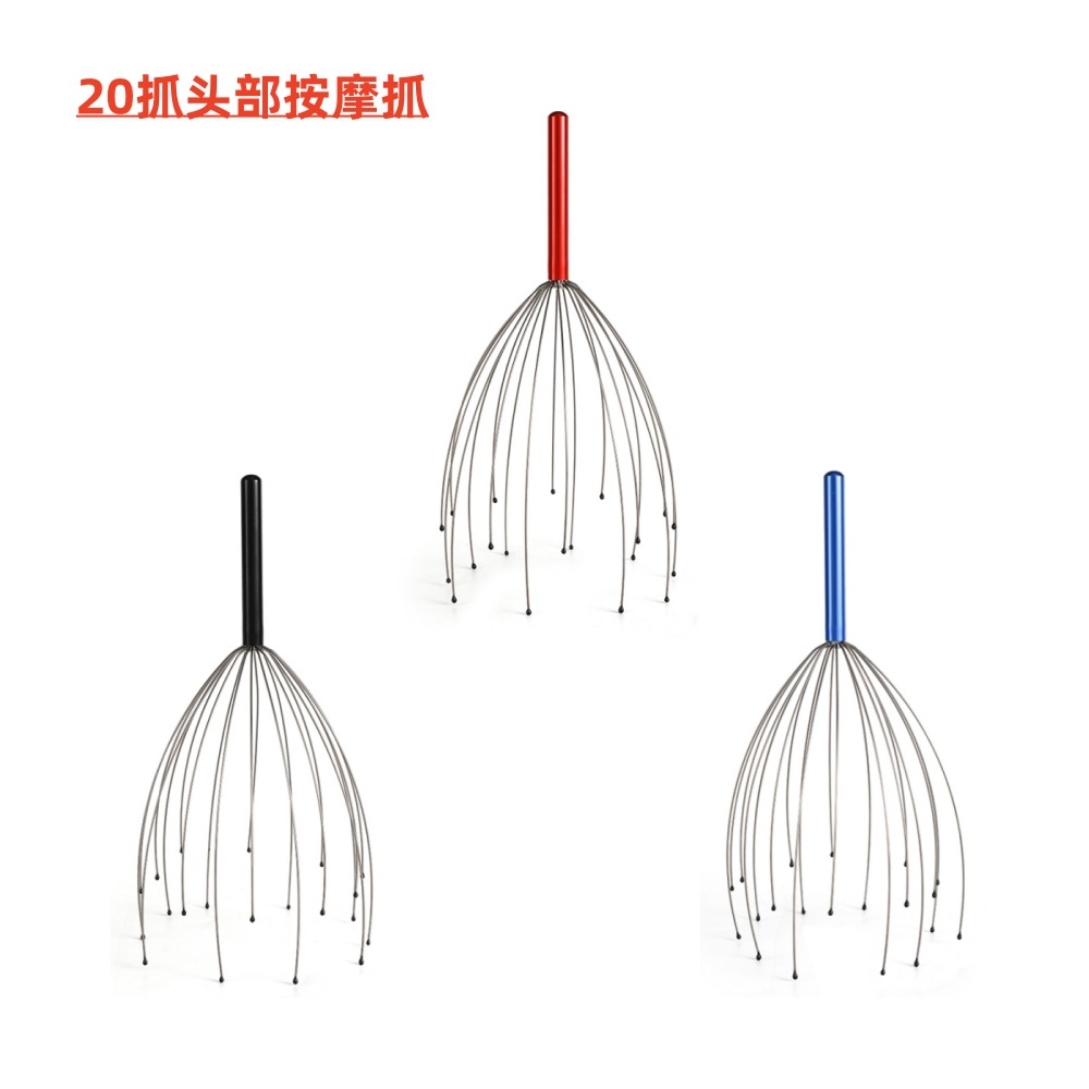 Cross-border hot sale 20-claw head massager octopus scalp massage claw soul extractor steel wire head gripper