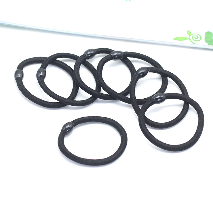 Korean style black bead hair band hair accessories hair rope tie hair rubber band 2 yuan shop supply head accessories leather cover factory wholesale