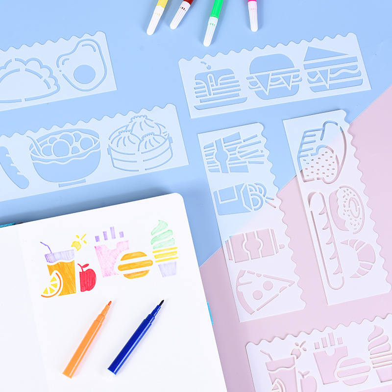 Cross-Border Trade Long Strip Painting Template, Hollow-Out Painting and Graffiti Template, Handwritten Newspaper Wall Painting Multi-Functional Border Ruler