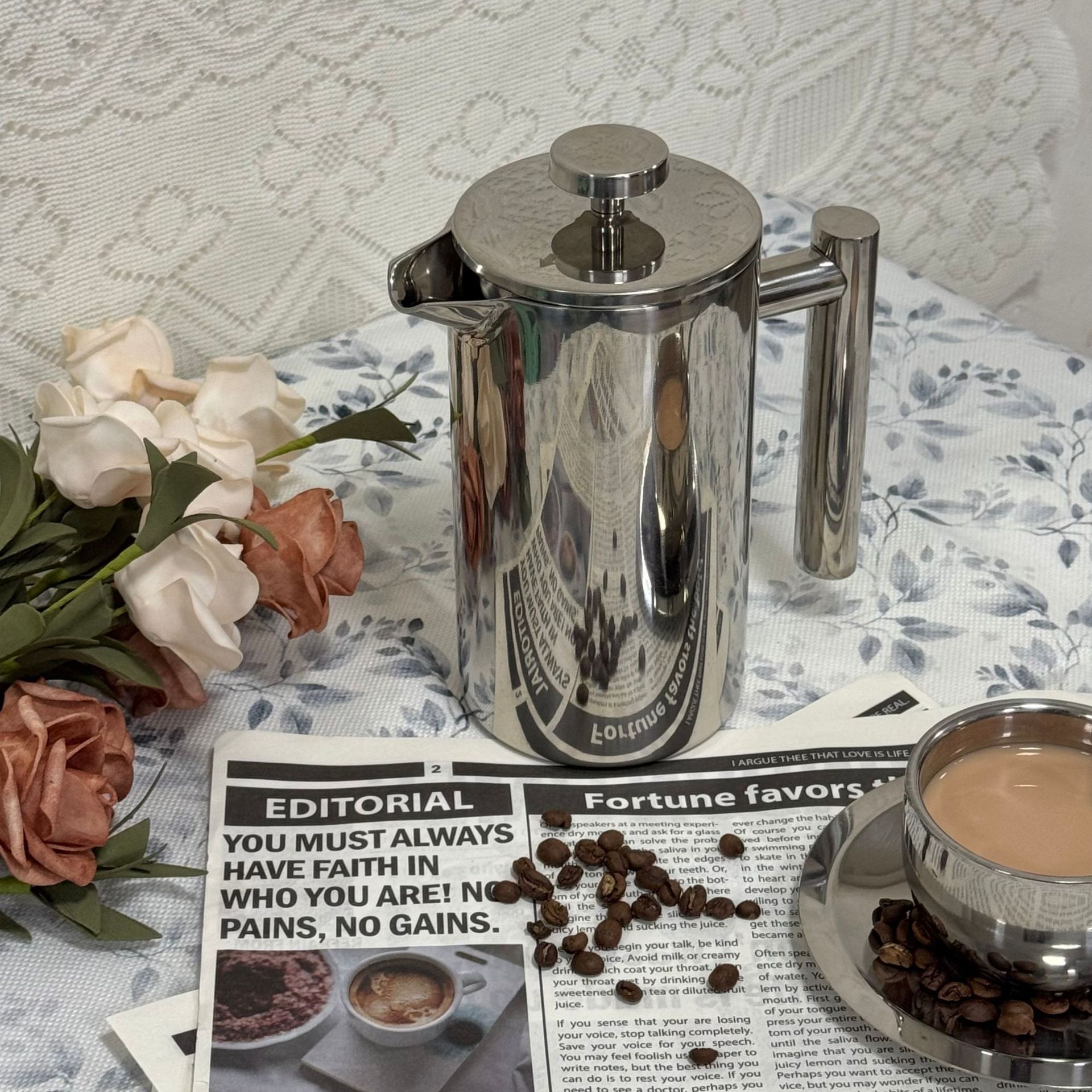 304 френч-пресс, ручной кофейник, ресторан, кафе, двойной слой, нержавеющая сталь, многофункциональный