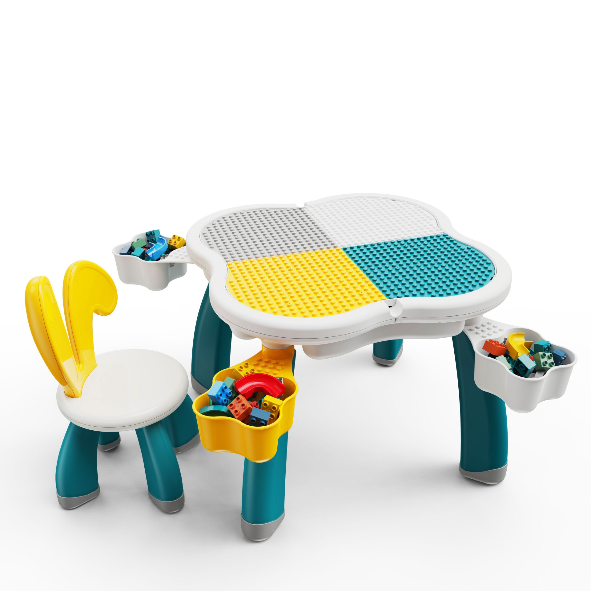 Wan Gao Meng Rabbit Building Blocks Table Multifunctional Children's Educational Assembled Toys Baby Learning Game Table Wholesale for Boys and Girls