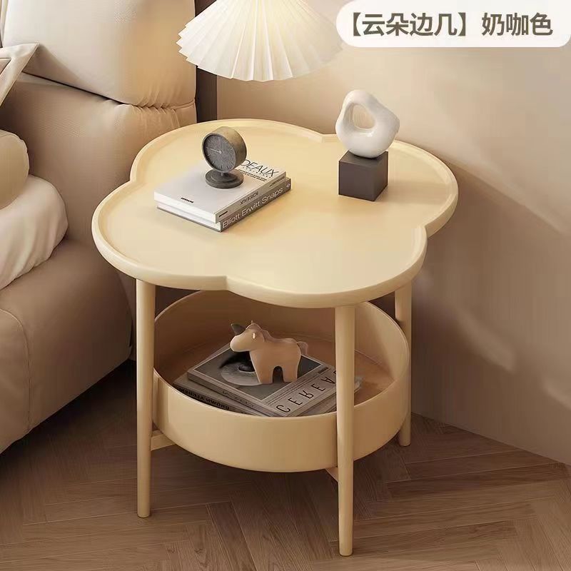 Creative Side Table Cloud Small Coffee Table Simple Double-Layer Round Table Living Room Mobile Storage Rack Cream Style Sofa Side