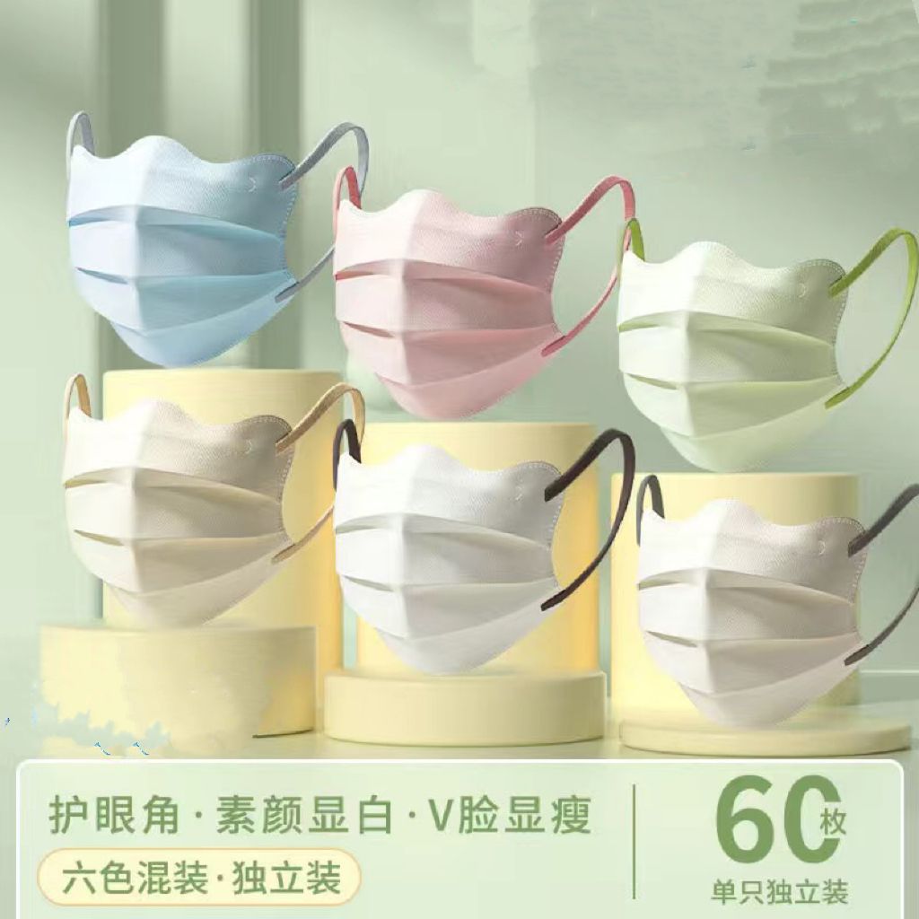 Little Red Riding Book Same Style Morandi V-Shaped Mask Women's High-Face Value ins College Style Small White Disposable Three-Layer Mask