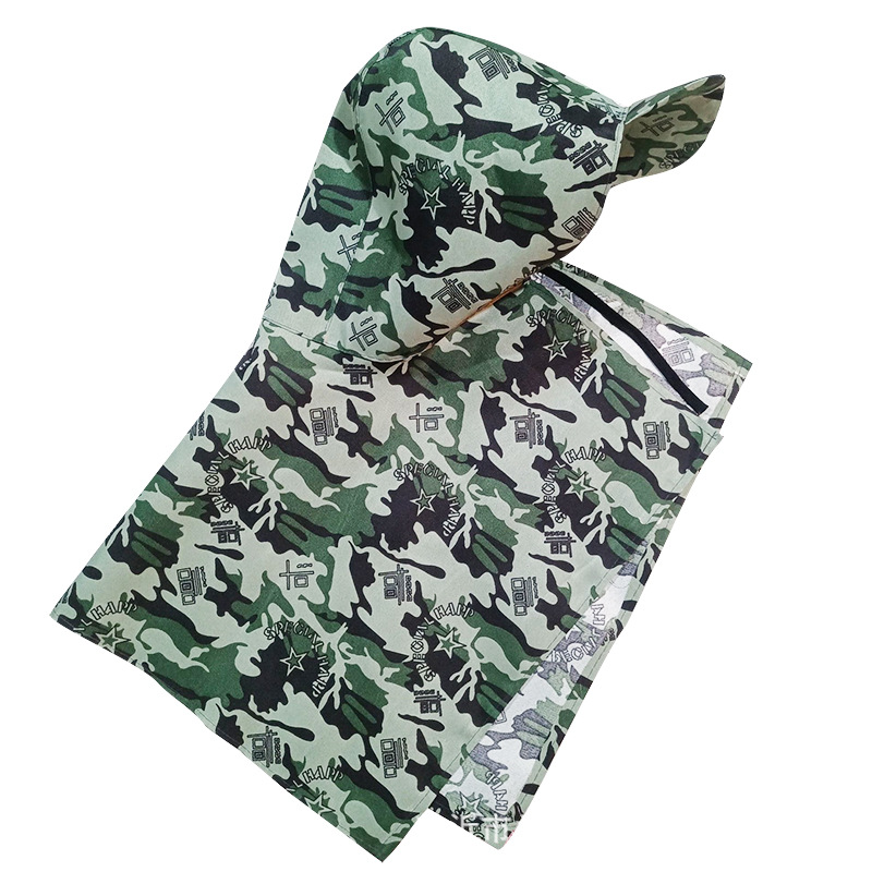 Camouflage Lace-Up Shawl Hat, Dust-Proof, Work Dust Protection, Labor Protection Cloth, Denim Pullover Hat, Thickened Protection