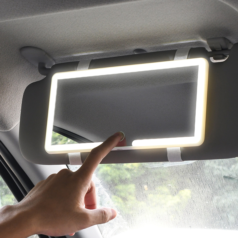 Manufacturers supply car sunshade makeup mirror lights HD mirror led car makeup mirror can be three-speed dimming