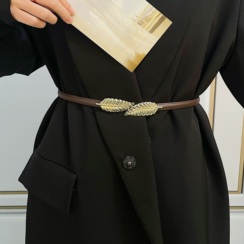 Women's Thin Waist Chain Dress Decoration Belt Golden Belt Stretch Metal High-grade Waist Seal with Down Skirt