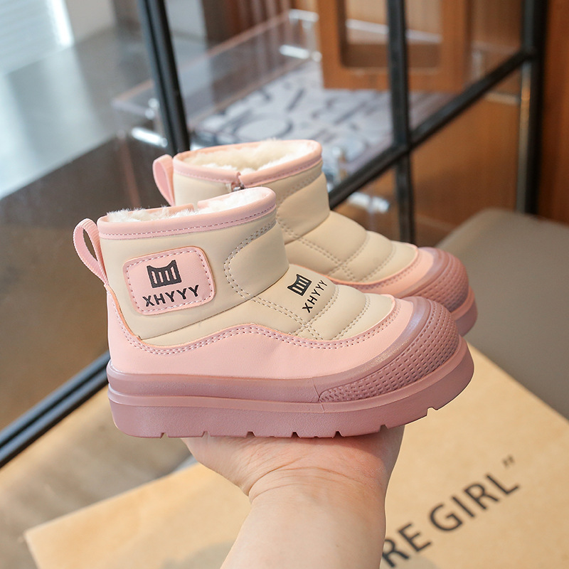 Girls' Snow Boots 2025 Winter Cold-Proof Kidsren's Cotton Boots Winter Versatile Fashionable Princess Cotton Boots for Middle and Large Kidsren