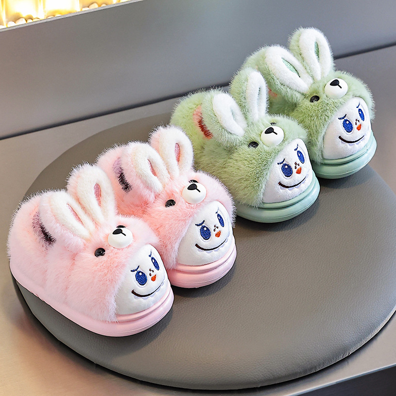 Baby Cotton Slippers Winter Cute Cartoon Boys and Girls Indoor Family Shoes Warm Thick-Soled Non-Slip Kidsren's Bag Heel Cotton Shoes