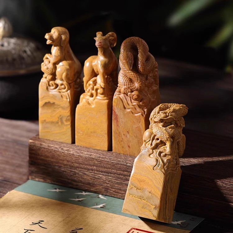 Name Seal, Private Seal Carving, Twelve Zodiac Signs, Shoushan Stone Name Calligraphy, Chinese Painting, Book Collection Seal, Seal Material Wholesale