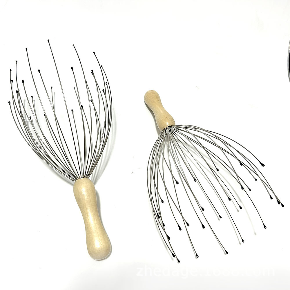 28-Claw 24-Claw Head Massager Wooden Handle Solid Wood Scalp Octopus Massage Head 12-Claw Wooden Handle Fixed Logo