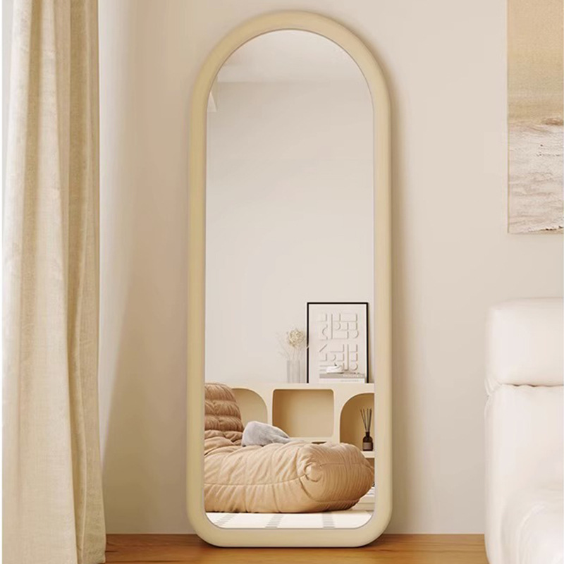 New Cream Style Full-Length Mirror Home Girls' Bedroom Popular Ins Style Full-Length Mirror Wall-Mounted Makeup Floor Mirror
