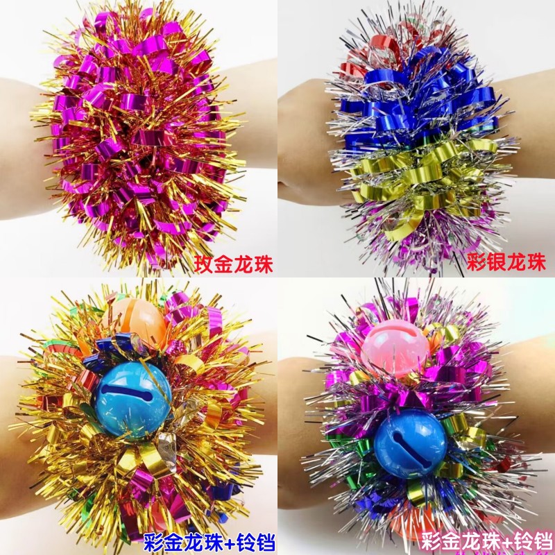 Цветок на запястье для танцев в детском саду 1 июня День детей Блестящий цветок для рук Игровые аксессуары Колокольчик Браслет