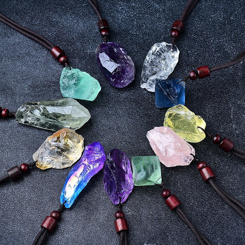 Натуральный белый, пурпурный, желтый, розовый кристалл, оригинальный камень, подвеска, ювелирные изделия для мужчин и женщин, образец минерала, подарок на праздник