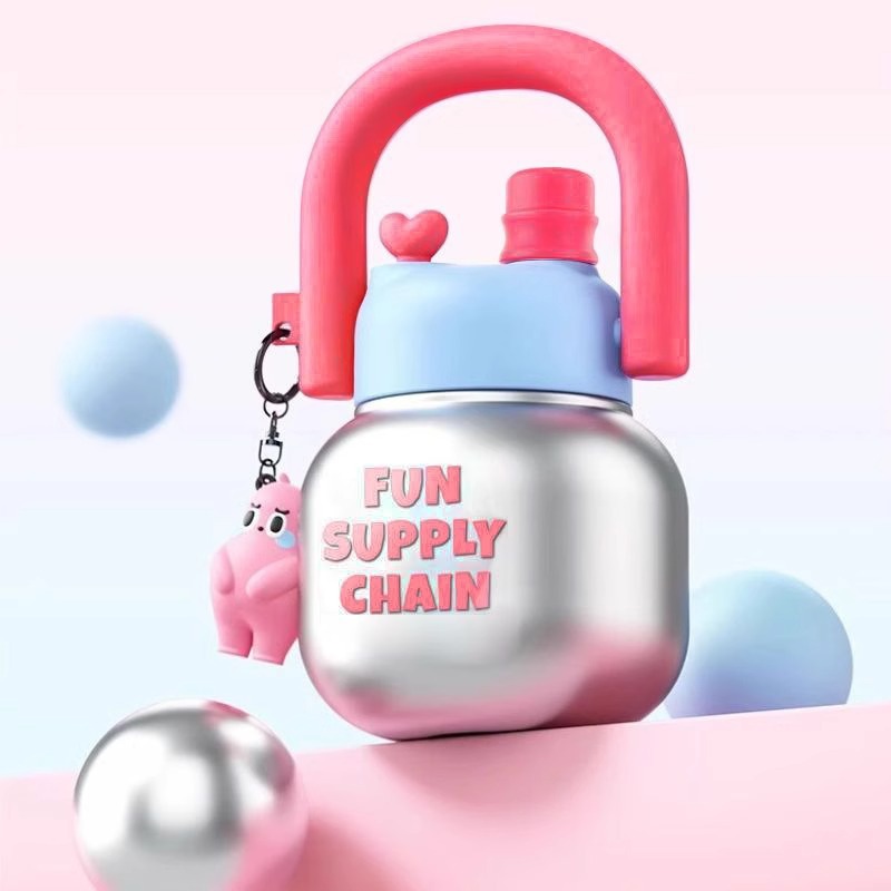 Summer Popular High-Looking Girls' Big Belly Straw Cup Large Capacity Portable Trendy Double-Drink Plastic Cute Water Cup