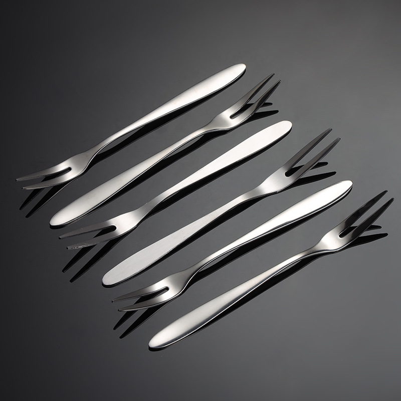 En 304 Stainless Steel Fruit Fork German Cake Fork 410 Fruit Pointed Tail Tableware Mooncake Fork Gift