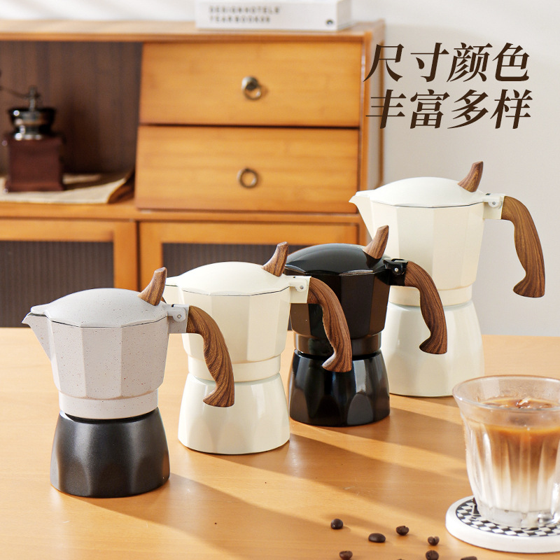 Single Valve Octagon Moka Pot Coffee Pot Household Small Italian Extract Coffee Machine Hand Coffee suit