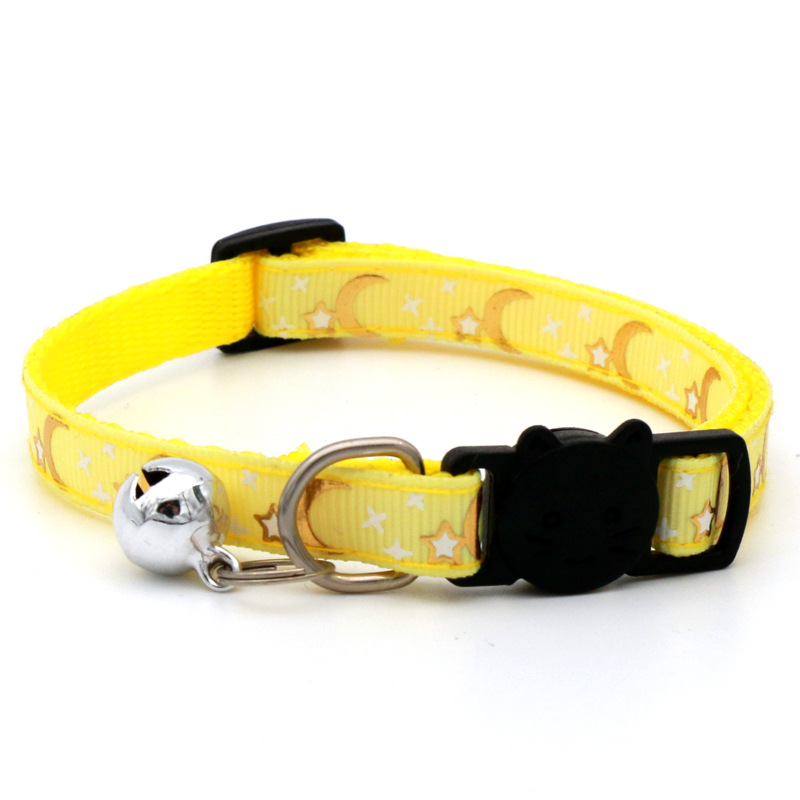 Pet Bronzing Moon Star Cat Dog Collar Cat Buckle Gold Separated Reflective Safety Buckle Collar
