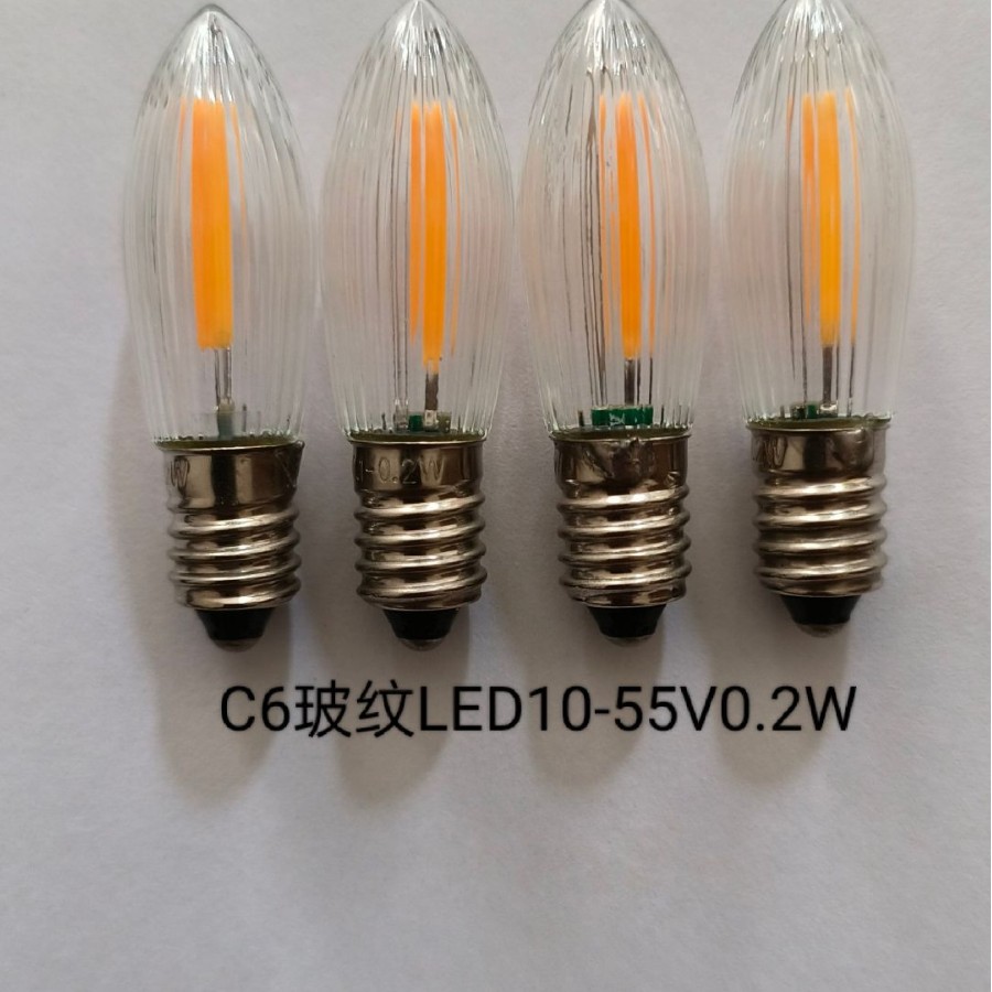 C6 стеклянная узорчатая галогеновая лампа E10, патрон для лампы LED