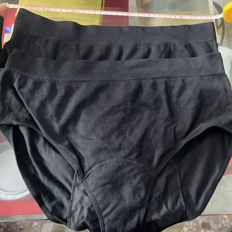 Foreign order stock tail goods miscellaneous black cotton/polyester mixed ladies physiological period briefs