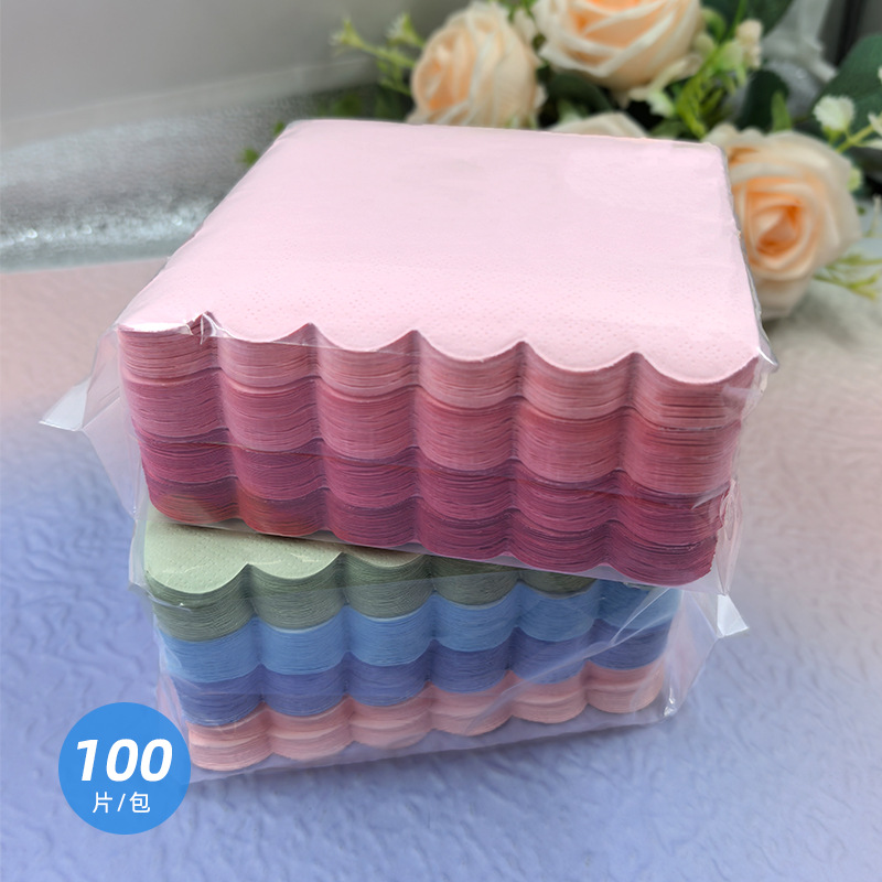 Dyed Lace Paper Napkins in Stock, Pure Wood Pulp Fan-Shaped Napkins, Combination Pack, Cocktail Napkins, Direct from Manufacturer, Cross-Border Wholesale