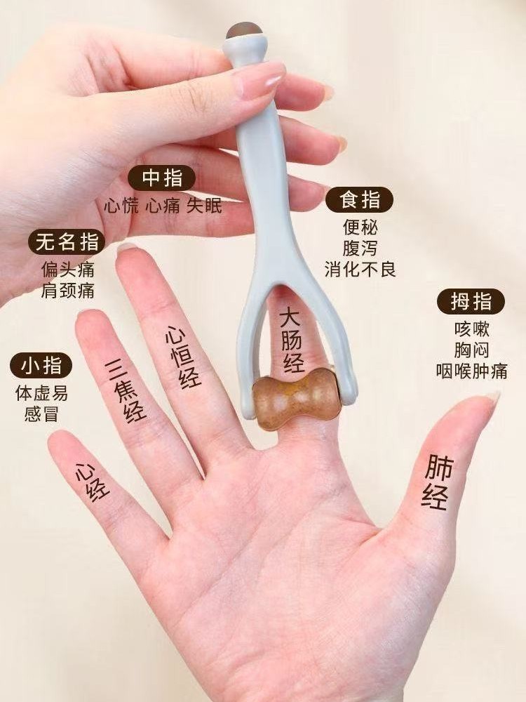 New Finger Massager Solid Wood Roller Massage Clip Hand Joint Meridian Massage Scraping Finger Tool Massager