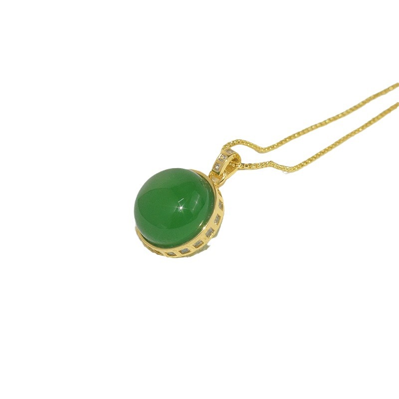 Kajia suit high quality does not pick age natural green chalcedony earring pendant Joker fashion earring factory wholesale