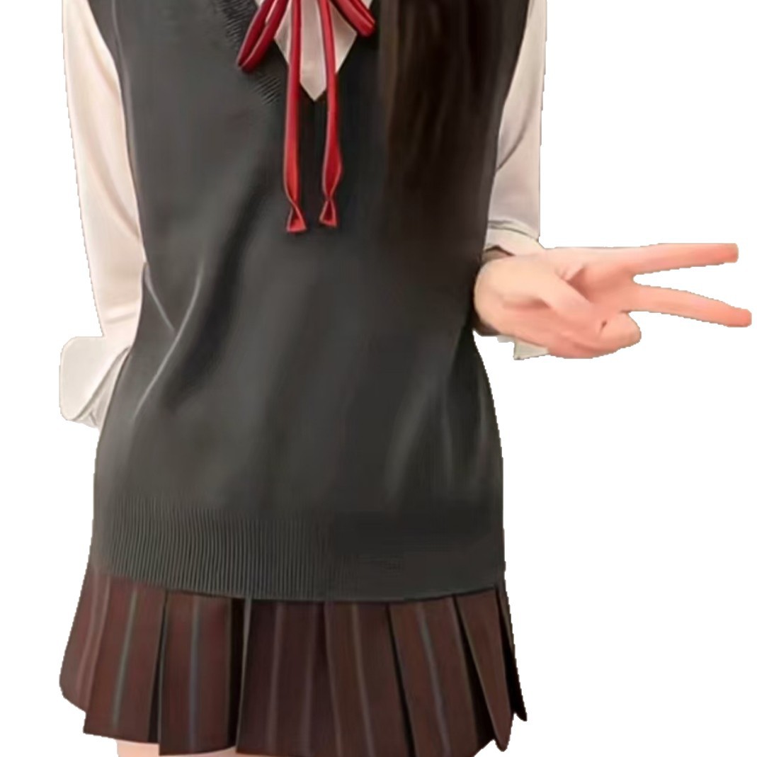 Жилет Jk для миниатюрных студентов в японском стиле, милый школьный униформ, универсальный для поездок, многослойный однотонный базовый свитер-жилет