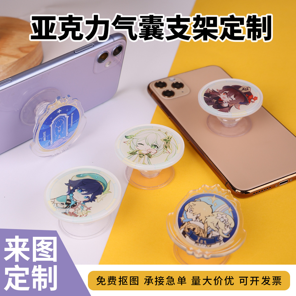 Держатель для мобильного телефона с подушкой, акриловый, с клеем, мультяшный, удобный для рабочего стола, кастомизация