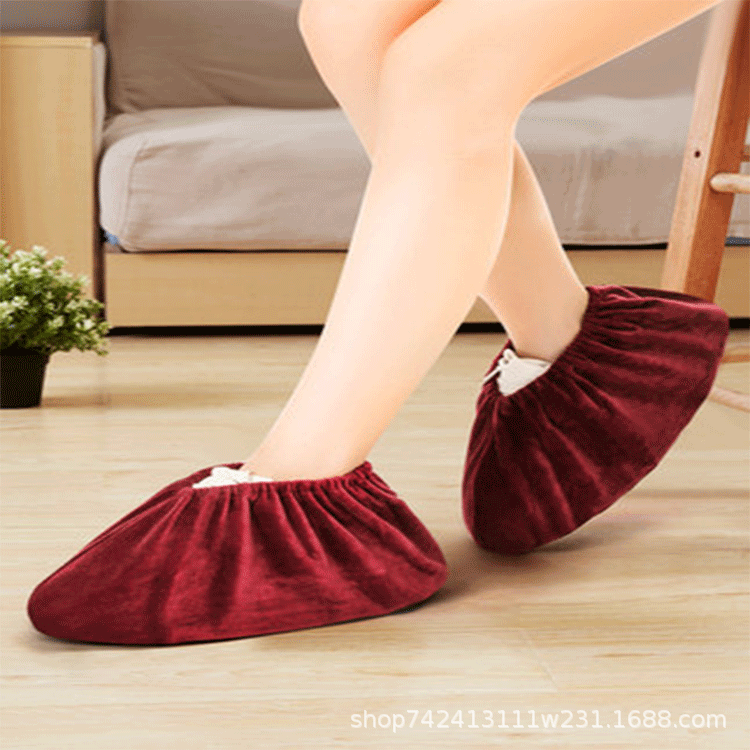 Wholesale flannel shoe cover thickened non-slip wear-resistant dustproof student computer room special breathable shoe cover indoor adult socks cover
