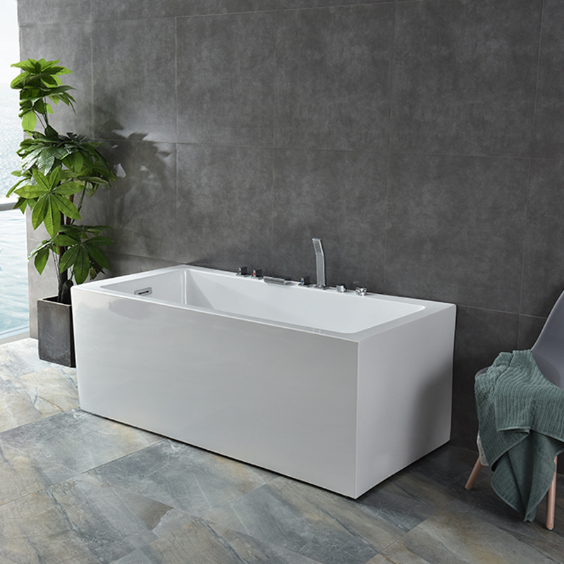 Wholesale engineering hotel three-sided skirt seamless integrated bathtub freestanding thickened and deepened constant temperature massage surf bathtub