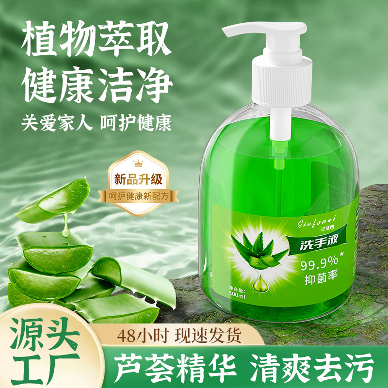 Aloe Vera Fragrance Hand Sanitizer 500ml Fragrance Household Antibacterial Press Bottle Family Pack Wholesale