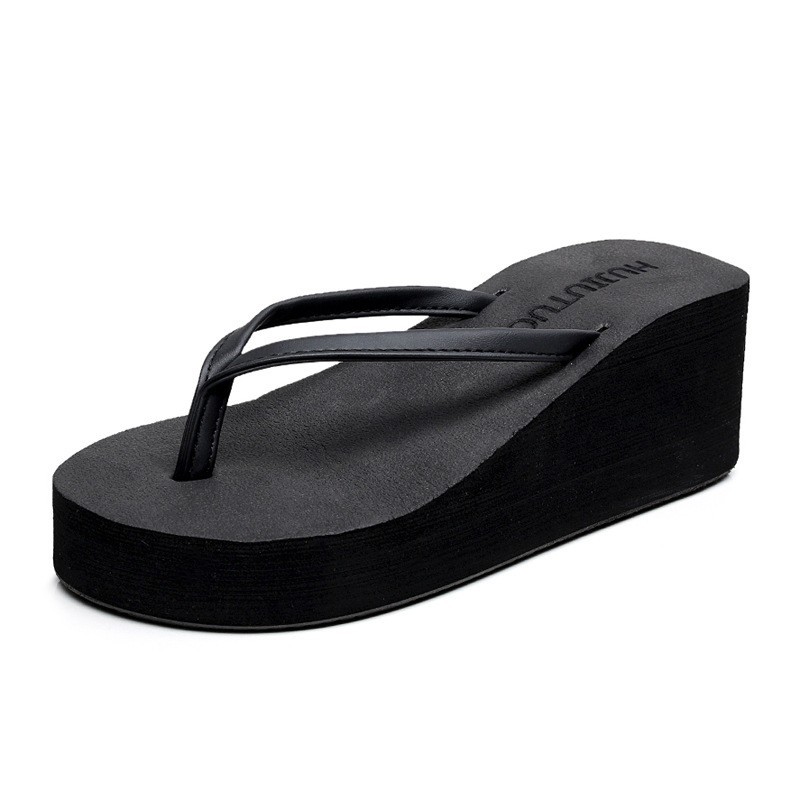 Outward Wear Student Flip-Flops Women's Summer Non-Slip Sandals Simple Beach Slippers Flip-Flops Korean Style Wedge Thick Sole
