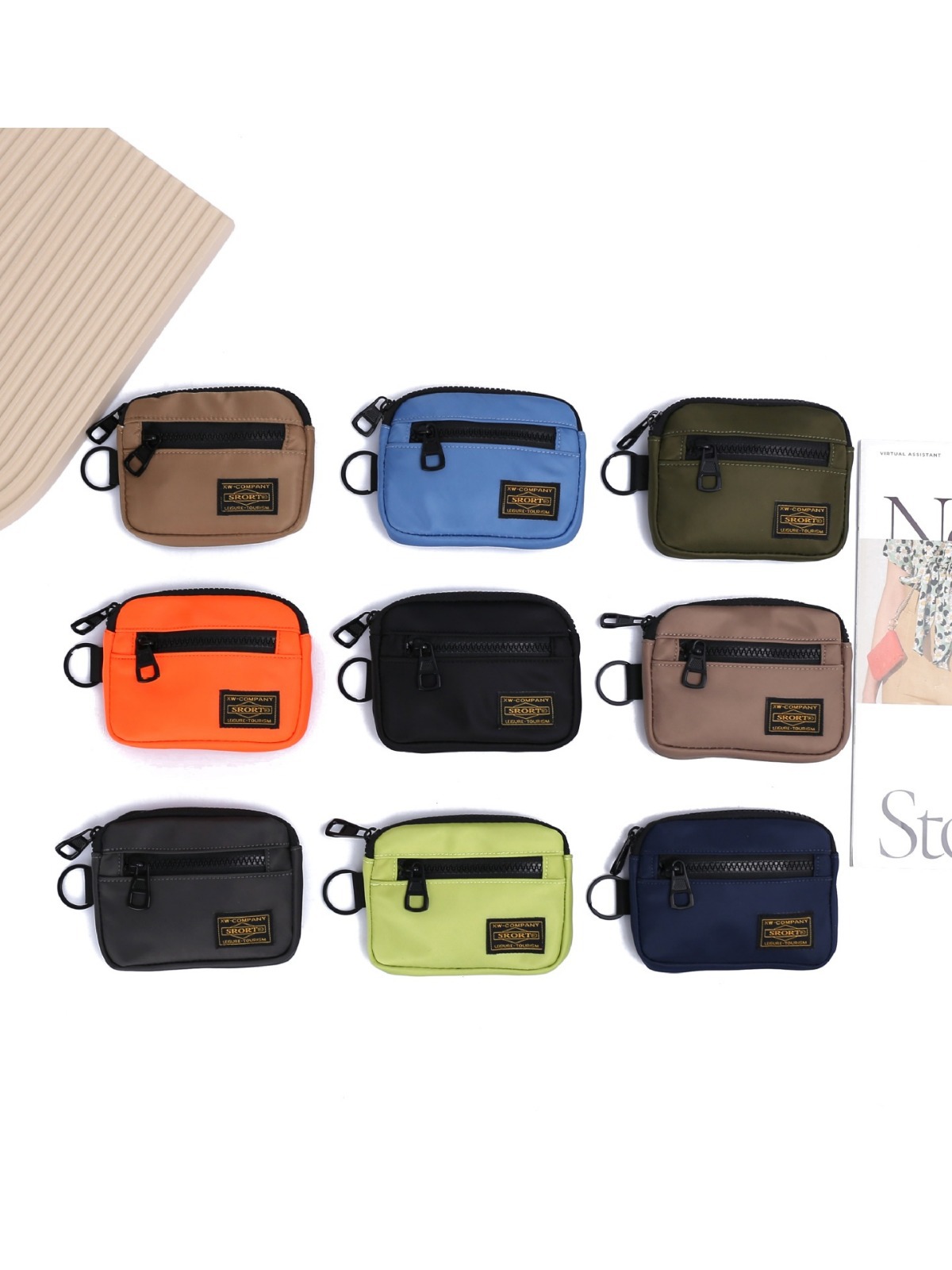 Fashionable Oxford Cloth Coin Purse Men's and Women's Workwear Style Portable Small Card Bag Casual Multi-Functional Headphone Bag Hanging Bag