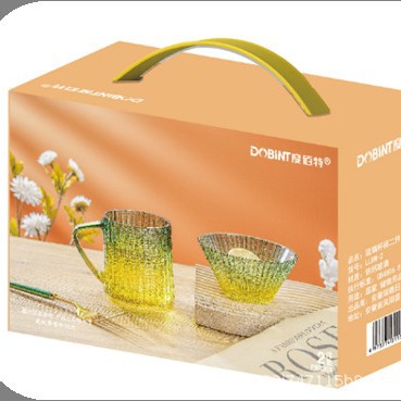 Dubaite Glass Cup and Bowl 2-Piece Set Llbw-2 Gradient Color Glass Cup and Bowl Tableware Set Jewelry Event Gift