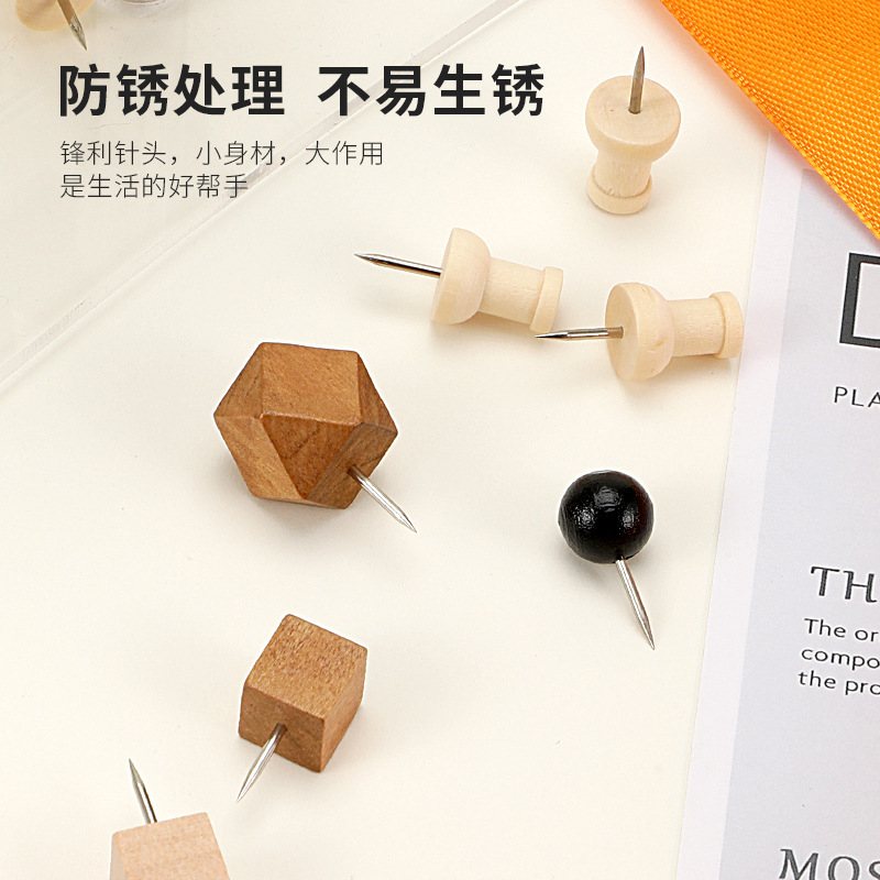 Creative Natural Wood Thumbtacks Solid Wood Cork Board Photo Wall Push Pins Thumb Tacks Kindergarten Art Thumbtacks