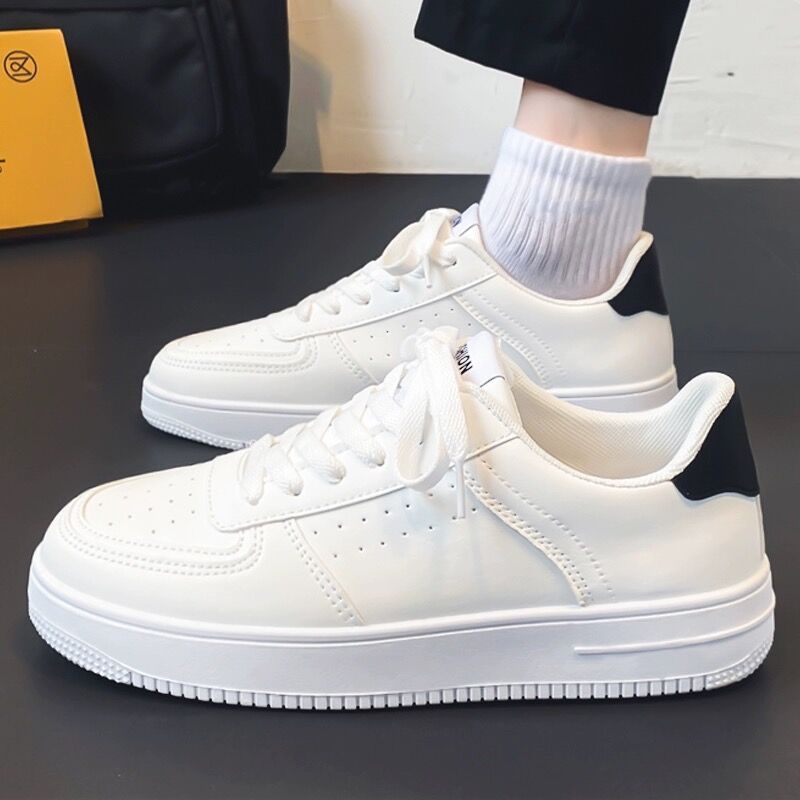 Spring Men's Shoes New Breathable White Shoes for Male Students Korean Version Trendy Versatile Thick-Soled Sports and Leisure Sneakers for Men