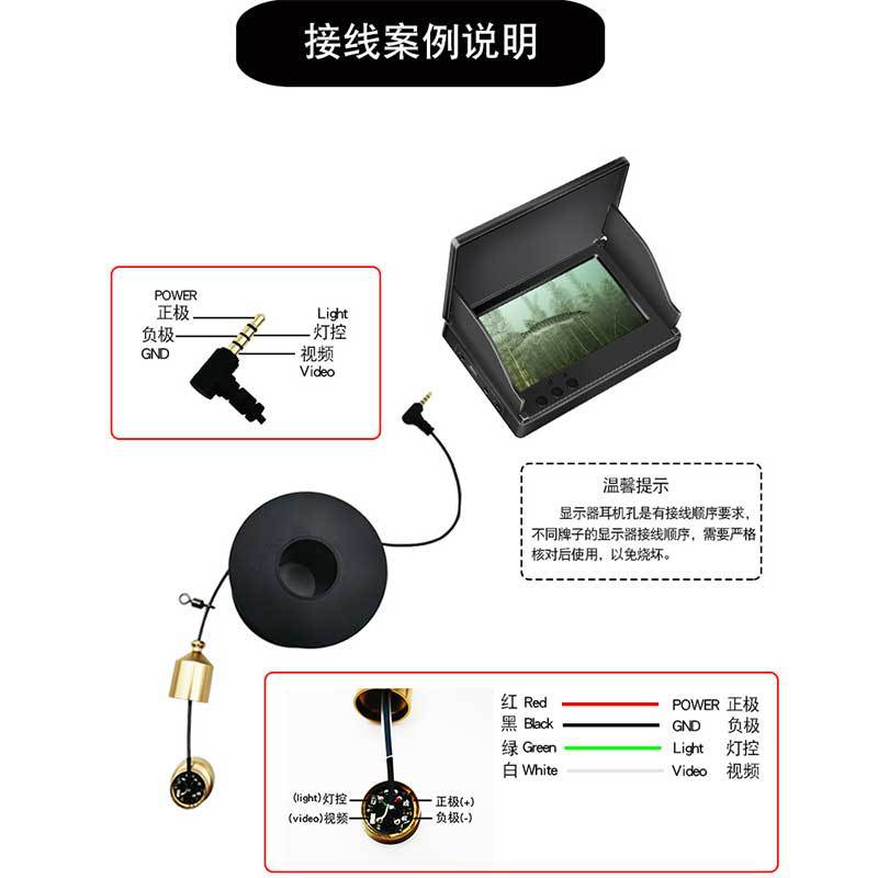 Fourth quadrant underwater fish finder temperature sensing deep variable mode HD visual anchor fish camera comes with fishing line