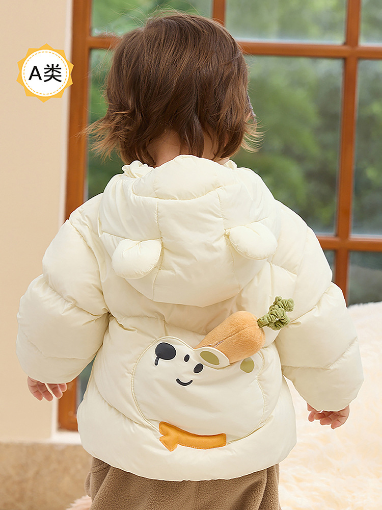 Children's down Jacket for Girls, Winter Lightweight Baby Boy Coat, 2025 New Style, Cute White Duck down Trendy