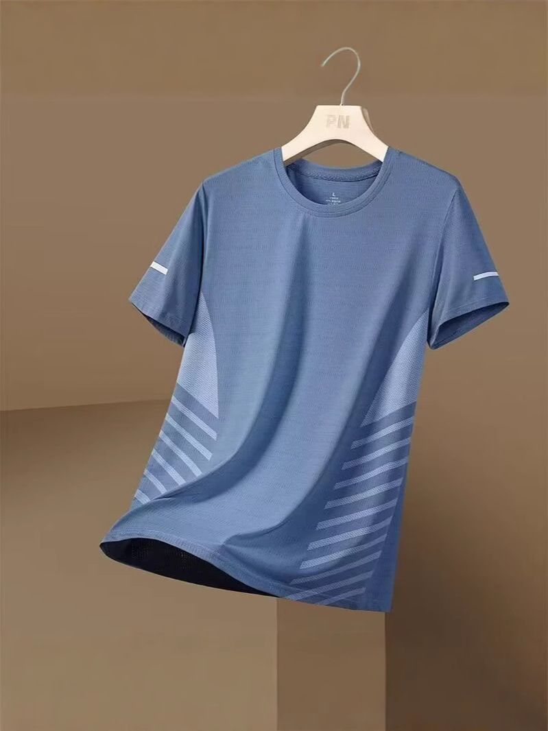 Wholesale Spot Mesh Short-Sleeved T-Shirt Men's Summer Ice Silk Quick-Drying Thin Cheap Cool Breathable Half-Sleeved T-Shirt