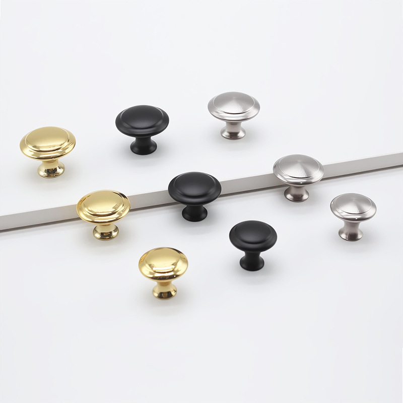 Stainless Steel Handle Drawer Wardrobe Cabinet Mushroom Head Handle Bathroom Bedside Table Black Round Single Hole Modern Minimalist