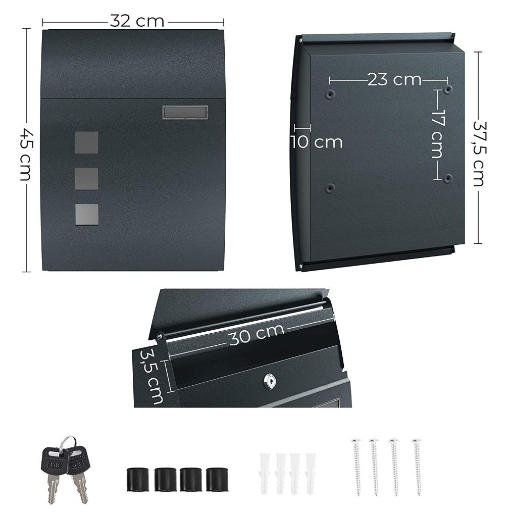 Outdoor Cross-border Wall-mounted Lockable Galvanized Sheet Post Office Box with Observation Window Easy-to-install Storage Letter and Newspaper Box