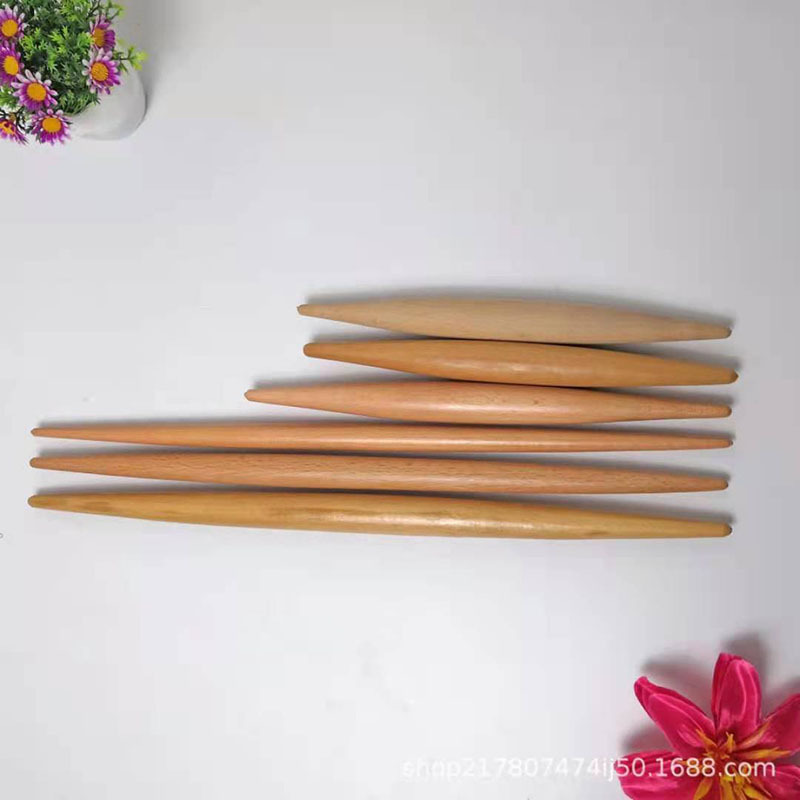 Beech Wood Pointed Rolling Pin with Two Pointed Ends, Baking Tools, Solid Wood Dumpling Skin Rolling Pin, Wooden Shaomai Pressing Pin