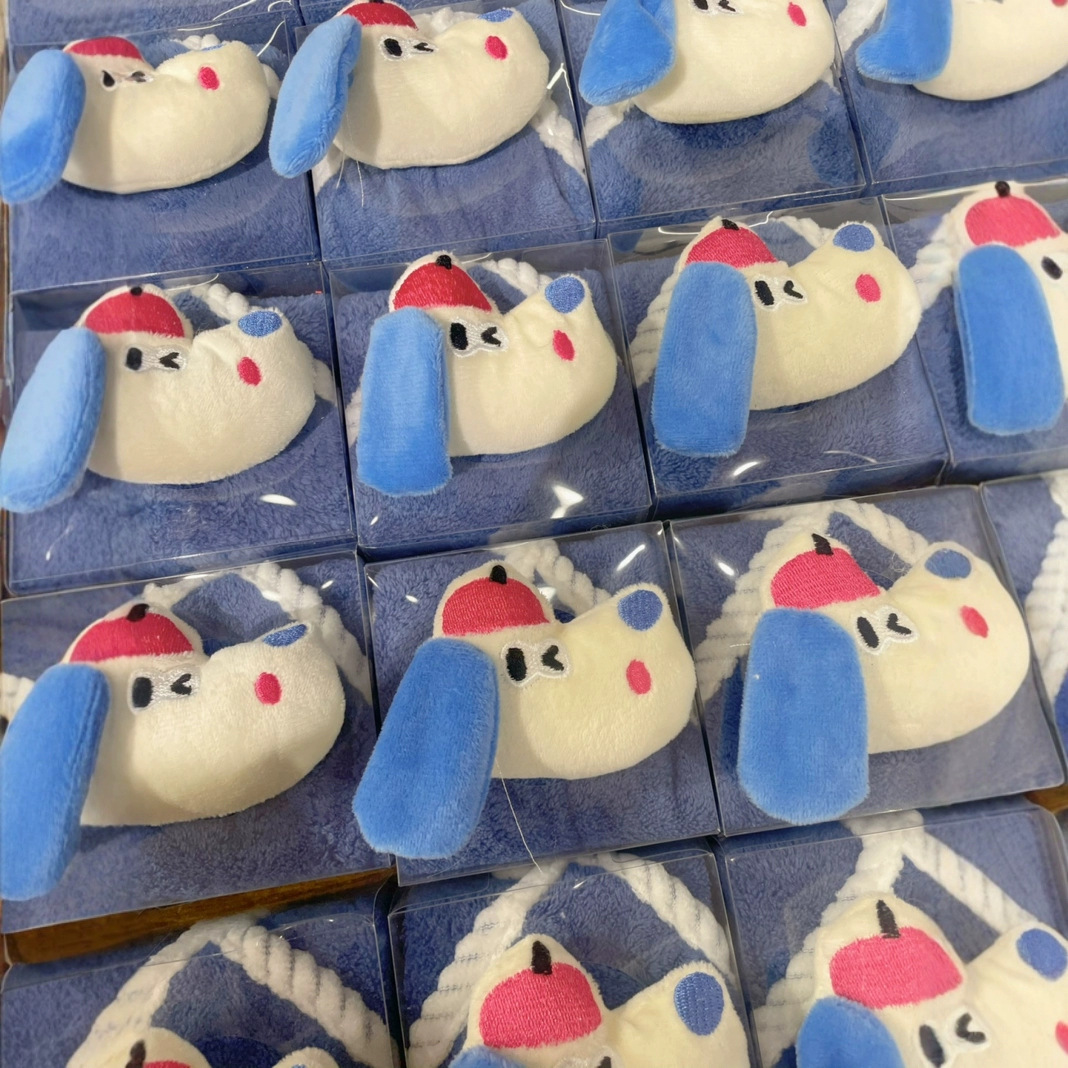 Blue Ears Red Hat Dog Cartoon Plush Animal Hand Towel Souvenir Wedding Baby Banquet Souvenir