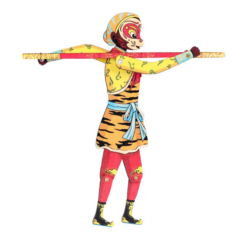 Wooden Shadow Puppet Toy Children's Day Prop Gift Single-Handed Wooden Shadow Puppet Journey to the West Series Sun Wukong