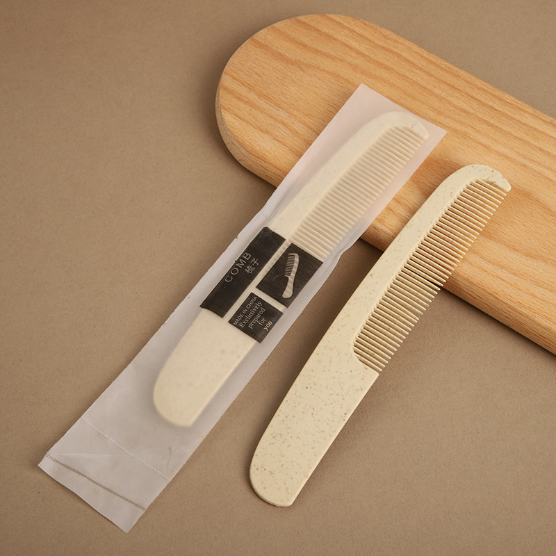 Factory wholesale famous hotel household disposable short handle comb portable sojourn straw comb support customization