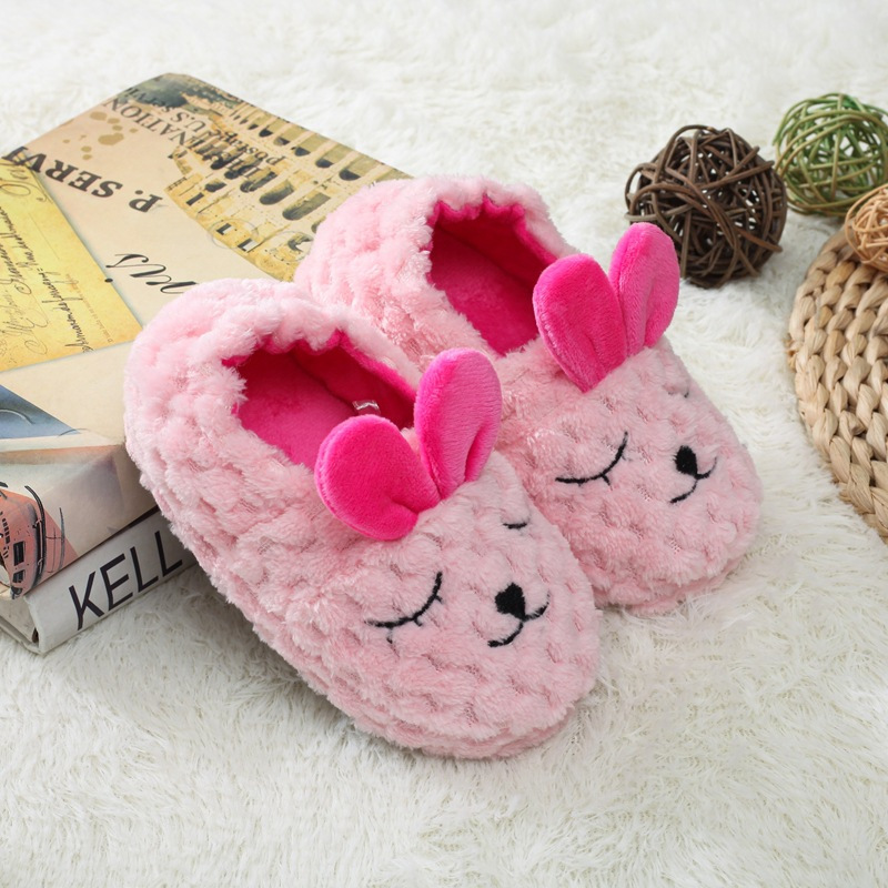 Cross-border supply of new children's cotton slippers autumn and winter warm home corn down rabbit cotton slippers