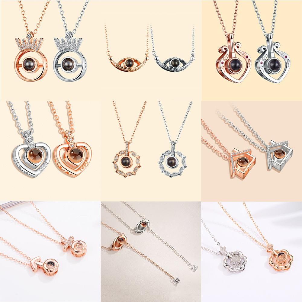 Tiktok same style love memory projection necklace 100 languages I love you necklace female cross-border hot