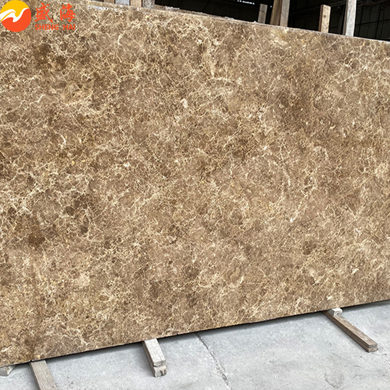 Factory wholesale natural marble crystal light brown cabinet bay window countertop floor stair step background wall project