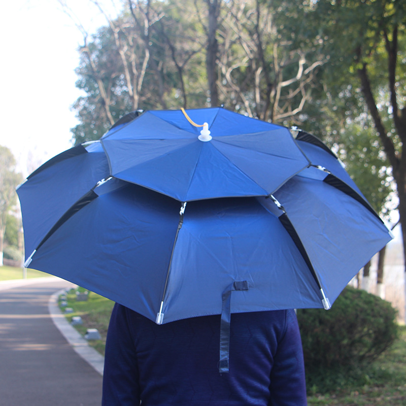 New Headwear Umbrella Fishing Cap Umbrella Large Outdoor Sunshade Head Umbrella Folding Sunscreen Breathable Black Rubber Cap Umbrella Fishing Umbrella